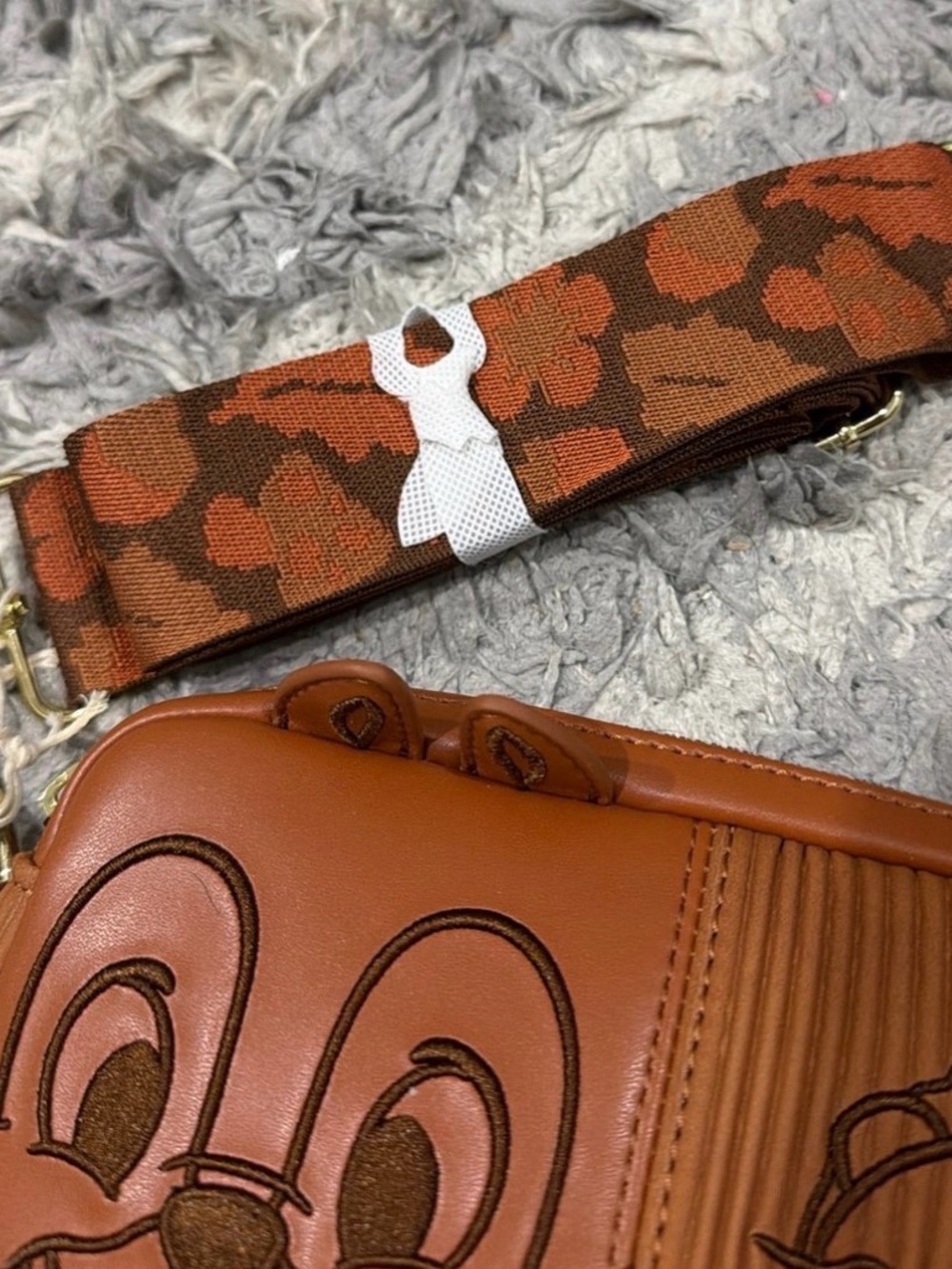 Loungefly Brown Chip 'n Dale Embossed Crossbody Bag with Patterned Strap - Picture 2 of 6